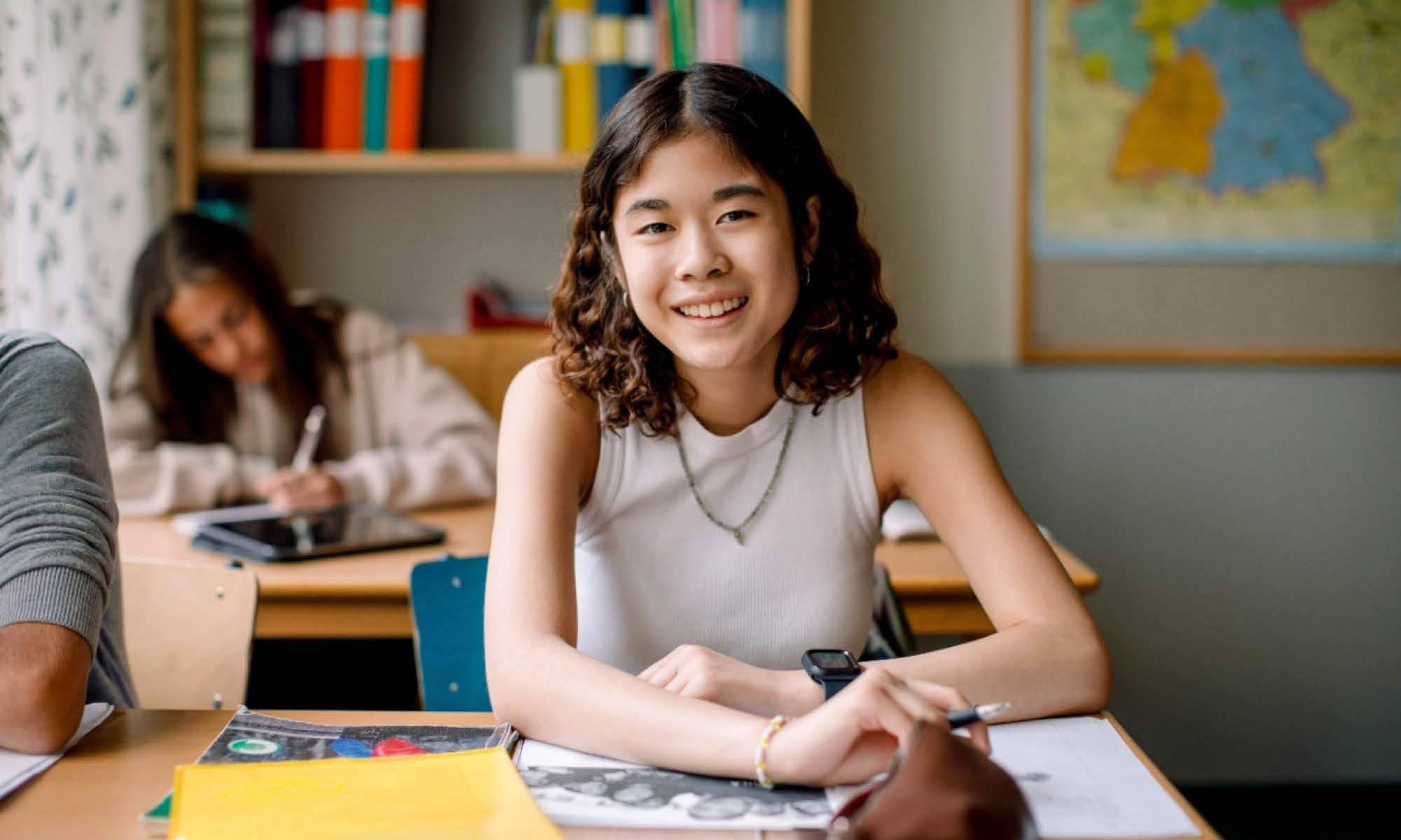 child at desk in school 